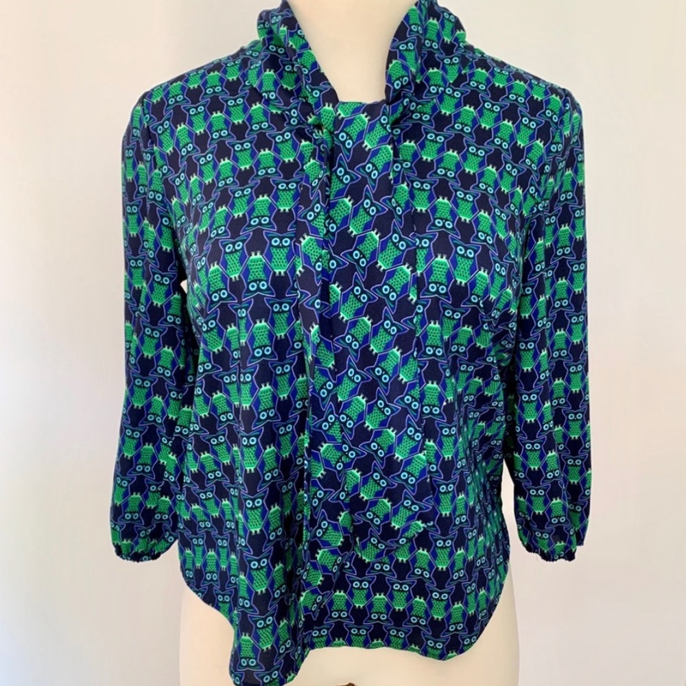🦉 CYNTHIA ROWLEY 🦉 Owl Blouse in beautiful jewel-toned colors. Fits like M